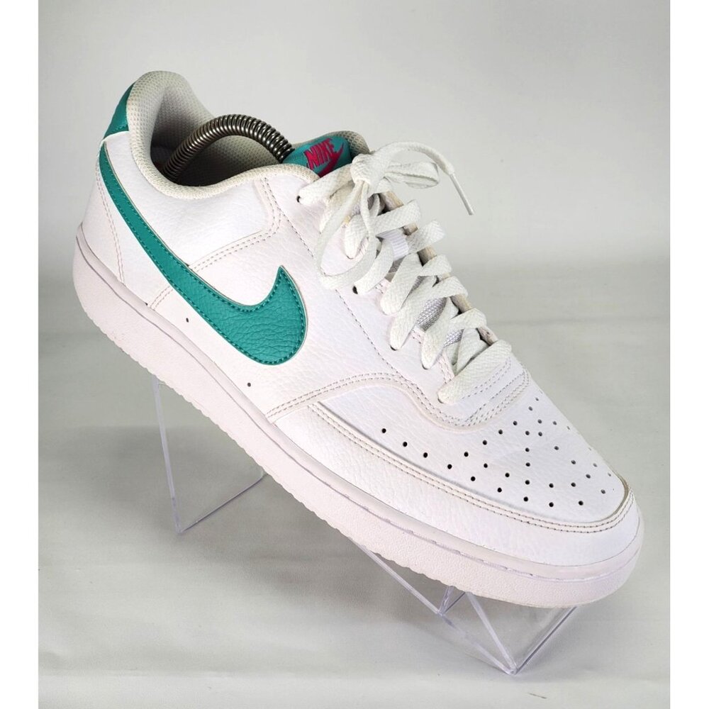 Nike Women's Teal Pink  Leather Court Vision White Washed Shoe Sz 11.5 1473 - Picture 13 of 15